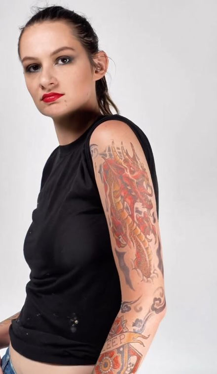 Set di tatuaggi a manica di drago rosso