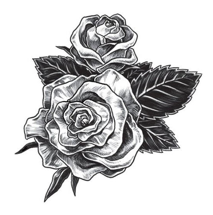 Semi-Permanent Tattoo - Black & White Roses