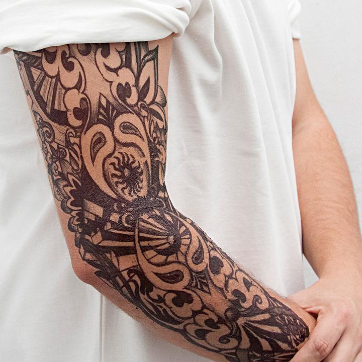 Cheap DIY Tribal Totem Full Arm Temporary Tattoo Sleeve For Men Women Adult  Maori Skull Tattoos StickerBlack Fake Tatoos Makeup Tools | Joom