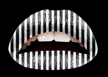 Black & White Stripes Violent Lips (3 Lippen Tattoo Sets)