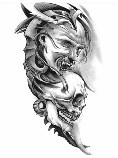 skulls and demons tattoos designs