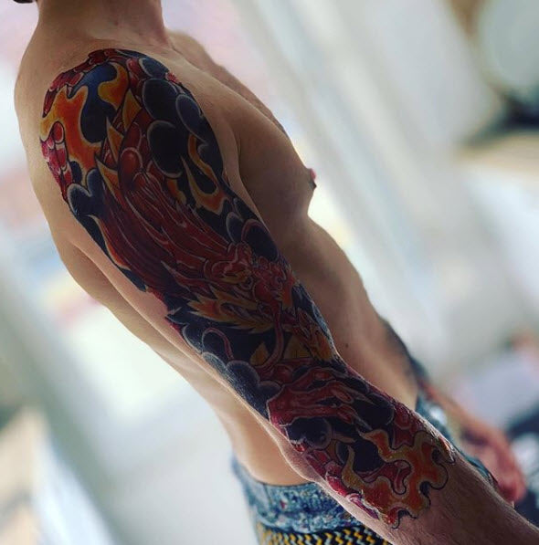 Beautiful ornamental Japanese dragon tattoo sleeve by @oozy_tattoo. Swipe  to this side to see every photo! This sleeve is… | Instagram