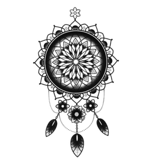 Dream Catcher with Flowers Temporary Tattoo – Tattoo for a week