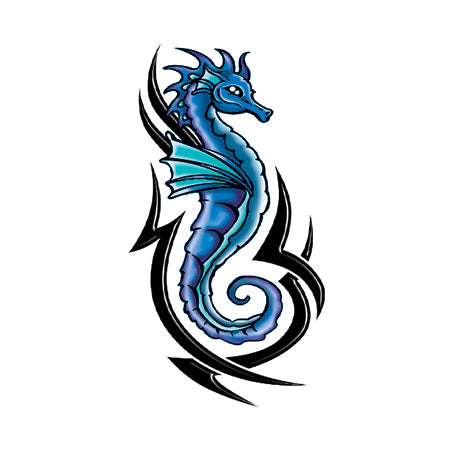blue seahorse tattoo