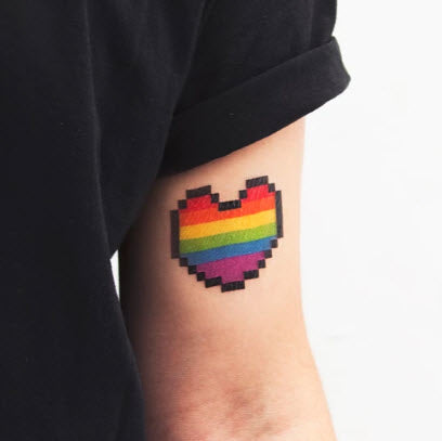 rainbow hearts tattoo