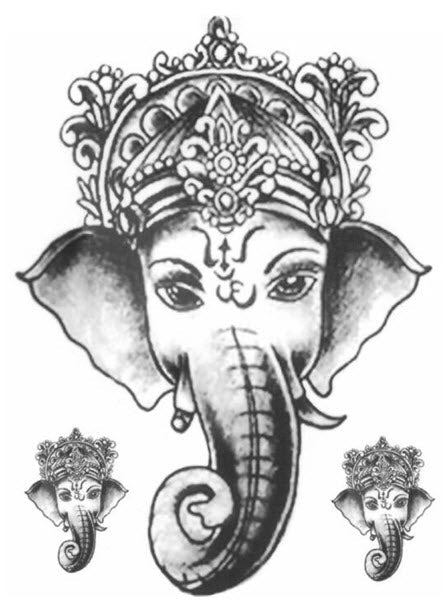 Lord Ganesha Head Waterproof Black Temporary Body Tattoo Stickers for Men  and Women