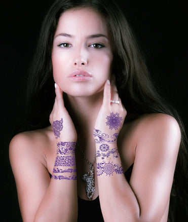 Surtido De Tatuajes De Henna Indigo (9 Tatuajes)