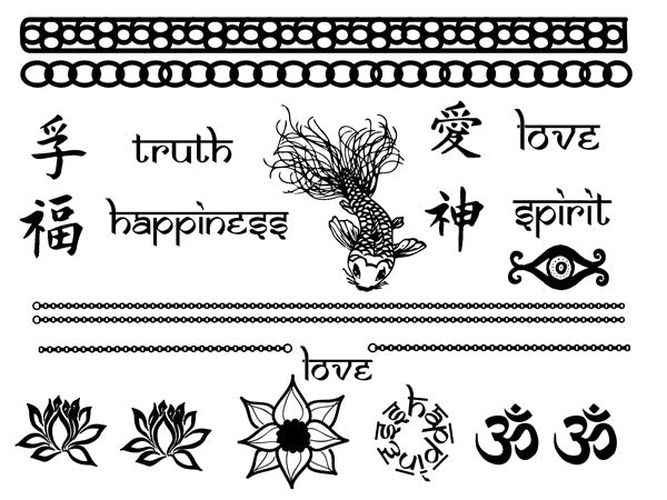 Sanskrit Om Symbol Temporary Tattoo (Set of 3) – Small Tattoos