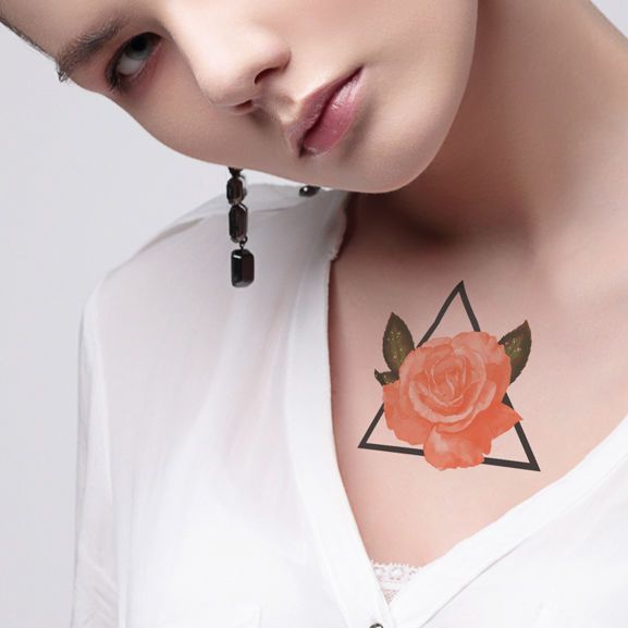 Rose + Triangle tattoo