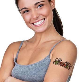 Tatuagem Temporária Feminina Grande Rosa Tribal - Loja Tatuagem Mania