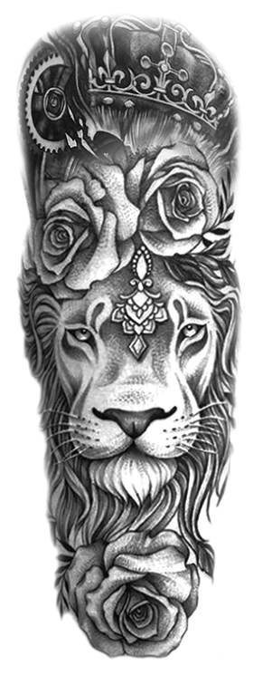 Full Sleeve Arm/Leg Tattoo Lion Roses – Tattoo For A Week