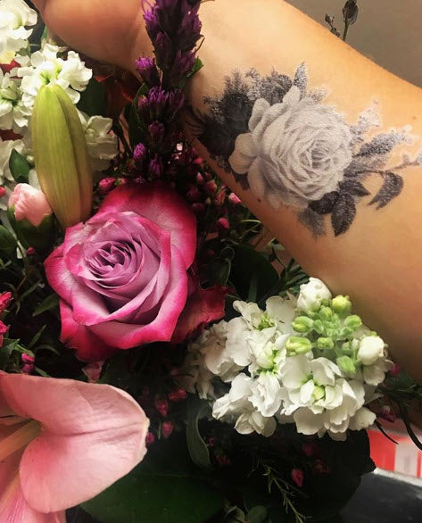 Realistic Black Rose Peony Flower Temporary Tattoos - Temu