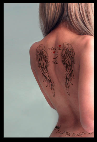 fallen angel wings tattoo for girls