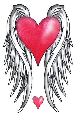 red hearts with wings