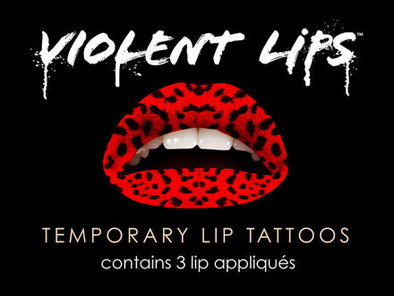 Red Leopard Violent Lips (3 Conjuntos Del Tatuaje Del Labio)