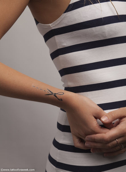 Tattoo tagged with: fine line, scissor, small, micro, black, rib, tiny,  little, woori, other | inked-app.com
