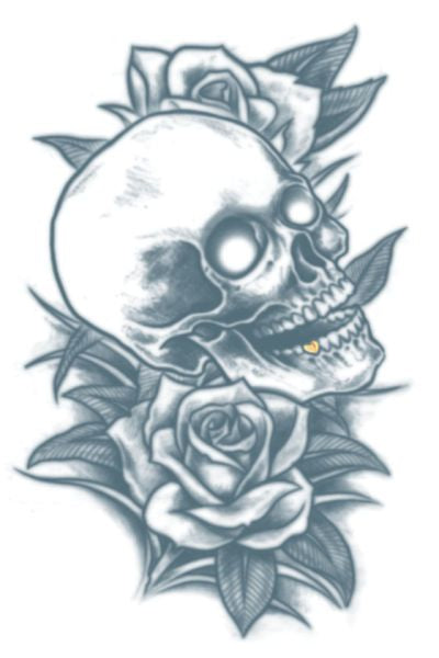 cool drawings of skulls and roses