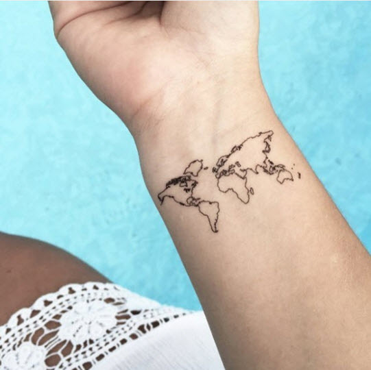 Globe Temporary Tattoo Sticker - OhMyTat