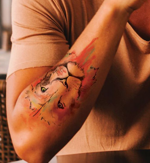 571 Likes, 11 Comments - Faisal Al-lami (@tattoo.sal) on Instagram: “The  art of cover up @tattoo.sal #lio… | Half sleeve tattoo, Black and grey  tattoos, Lion tattoo