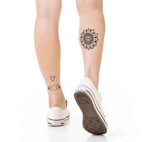 Mandala Dark Temporary Tattoo  Spiritual symbol circle of life tatt   Larkin Crafts